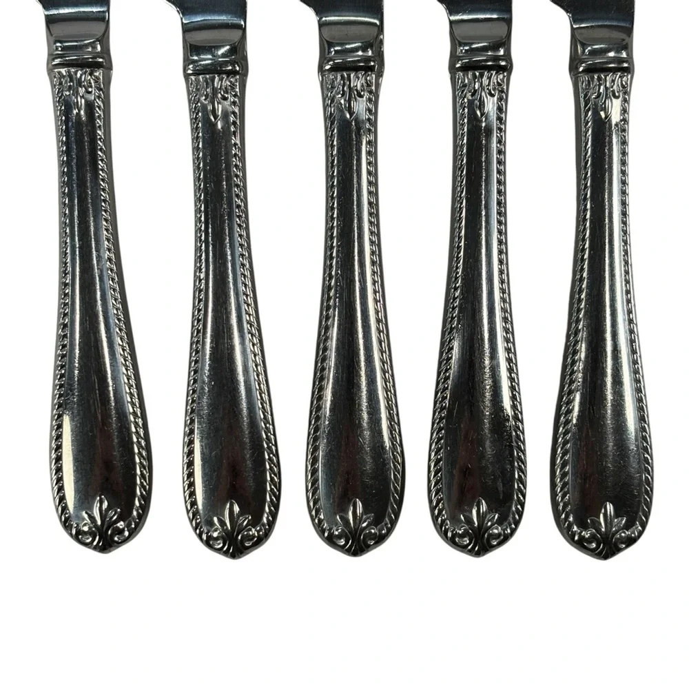 5 - Lenox Tudor Bead Augusta 18/10 Stainless Steel Flatware Dinner Knives